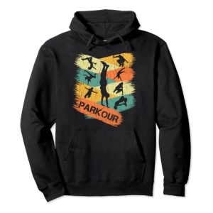 Retro Parkour Shirt für Jungen Silhouette Vintage Free Pullover Hoodie