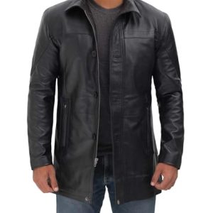 Blingsoul Leder Automäntel für Herren - Schwarz/Braun Echtlederjacke Herren, Schwarz - Bristol Jacke, X-Large
