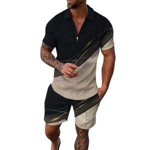 Herren Sommer Outfit Elegante Herren Herren Mode Stylisch 2024 Business Outfit Herren Festival Short Sommer Kleidung Für Herren Polo Hemd Set Jogginganzug Herren Set Kurz