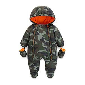 Baby Strampler Strampelanzug mit Kapuze Schneeanzüge mit Handschuhen und Füßlinge, für Kleinkinder Fleece Baumwolle Strampler für Kleinkinder, Jungen Mädchen Warm Overall Winterjacke 6-9 Monate
