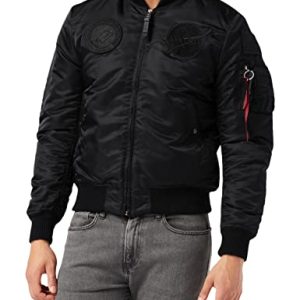 Alpha Industries Herren MA-1 VF NASA Bomberjacke, All Black, Large