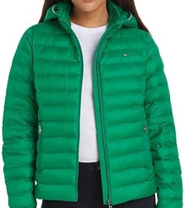 Tommy Hilfiger Damen Jacke Padded Global Stripe Jacket Übergangsjacke, Grün (Olympic Green), S