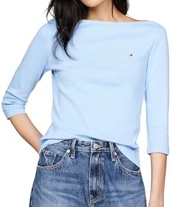 Tommy Hilfiger Damen New Cody Slim Boat-NK 3/4SLV WW0WW40589 Kurzarm Strickoberteile, Blau (Vessel Blue), 3XL