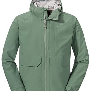 Schöffel Herren Jacket Lausanne M, Funktionsjacke mit Kapuze, wasserdichte, leichte Sommerjacke mit Pack-Away-Tasche, laurel wreath, 54