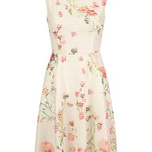 ApartFashion Damen Mesh-kleid Kleid, Creme-mehrfarbig, 38 EU