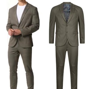 JEFF Herren JFChris Set Anzug 2-teilig Sakko Hose | elastischer Herrenanzug Regular Fit Männer Houndstooth 54