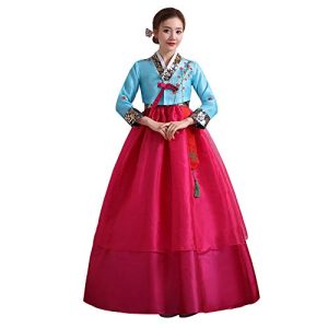 Zhuhaixmy Damen Koreanisches Palace Traditionelle Langarm Hanbok Tanzen Kleid Cosplay Kostüm Minderheit Kleidung