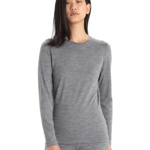 Icebreaker Merino Damen 200 Oasis Thermo-T-Shirt, langärmelig, kaltes Wetter, Unterschicht Rundhalsausschnitt, Größe XS, Gritstone Heather