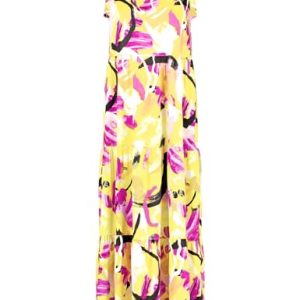 Taifun Damen Ärmelloses Maxikleid mit Flower-Print ärmellos floral lang, wadenlang Fresh Lemon Gemustert 36