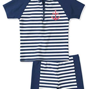 Playshoes Unisex Kinder Uv-schutz Bade-set Zweiteilig Schwimmshirt Badeshorts Badebekleidung, Maritim, 122-128 EU