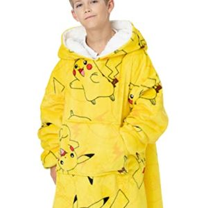 Pokemon Kids übergroße Decke Hoodie Pikachu oder Pokeball Sherpa Fleece Einheitsgröße