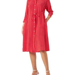 Tommy Hilfiger Damen Kleid Cupro Rope Sommerkleid, Rot (Rope Stripes Fireworks), 34