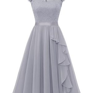Wedtrend Trauzeugin Kleid Kurz Cocktailkleid Damen Abendkleider Elegant Für Hochzeit WT0212 Grey L