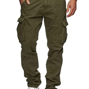 Indicode Herren William Cargohose aus Baumwolle m. 7 Taschen inkl. Gürtel | Outdoorhose Army M