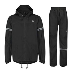 AGU Essential Original Regenanzug, Regenkleidung Fahrrad Herren & Damen, Wasserdicht & Winddicht, Reflektierend, 100% Recyceltes Polyester, Unisex - L - Schwarz