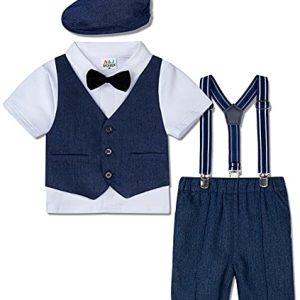 mintgreen Baby Jungen Gentleman Outfits für Taufe Geburtstagfeiern Kostüme Set, Blau, 2-3 Jahre, 100