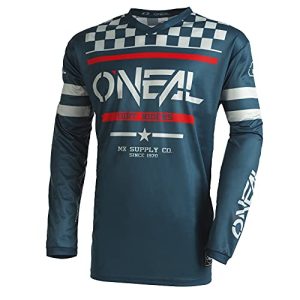 O'NEAL | Motocross-Jersey Langarm | MX Enduro | Gepolsterter Ellbogenschutz, V-Ausschnitt, atmungsaktiv | Element Jersey Squadron V.22 | Erwachsene | Petrol Grau | Größe L
