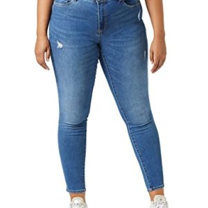 ONLY Damen Skinny Fit Jeans Stone Wash Stretch Denim Regular Waist 5-Pocket Destroyed Details ONLWAUW, Farben:Blau, Größe:M / 30L, Beinlänge:L30