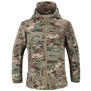 MakingDa Wasserdichte Herren-Jacken, lässiger Kapuzenmantel, Softshell-Fleece-gefüttert, Laufjacken, taktisch, militärisch, Arbeit, Angeln, Jagd, Klettern, CP-Camo, M