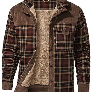 Mr.Stream Herren Thermohemd Flanellhemd Winterjacke Fleecefutter schützendem Innenfutter Holzfällerhemd Arbeitshemd XL Coffee