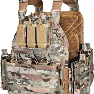 Save & Protect Trading Plattenträger Chest Rig Multi CP - Taktische Weste Camouflage mit Schnellverschluss Molle Pouch Magazintasche - Paintball Airsoft Militär Polizei