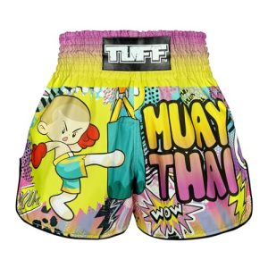 Tuff Sport Muay Thai-Box-Shorts, Retro-Stil, klassischer schmaler Schnitt, MMA, Kickboxen, Workout-Set, Kleidung, Training, Tuf-rms105-mtc, Small