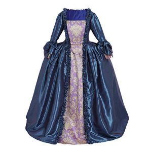 Fortunehouse Blaue Mittelalter Kleidung Damen Renaissance Kostüme TAFT Kleid für Halloween