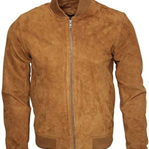 Infinity Männer Bräunen Ziege Wildleder Bomber Varsity Jacke 5XL