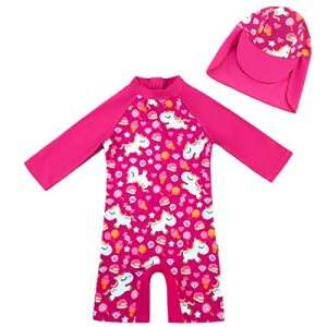 upandfast UPF50 + Sonnenschutz Langärmlige, schnell trocknende Badebekleidung für Baby(Rosarot,24-36 Monate)