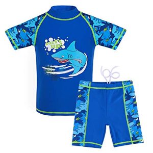 G-Kids Kinder Jungen Badeanzug Bademode Zweiteiliger UPF 50+ UV Schützend Schwimmanzug, Blau, 116/122