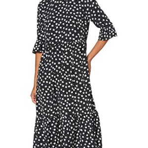 MISS SELFRIDGE Damen Black Floral Midi Smock Dress Lässiges Kleid, Schwarz, 8