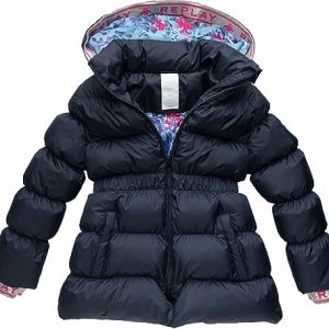 Replay Mädchen Parka Winter, Dark Blue 576 (Blau), 12 Jahre