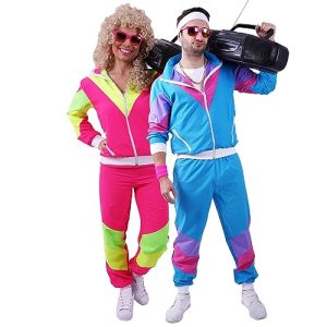 80er / 90er Jahre Muschelanzug Party-Kostüm Retro Trainingsanzug 90er Jahre Hip Hop Kostüme 80er Jahre Kostüm für Herren Windbreaker und Hose - Blau - Large