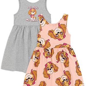 PAW PATROL Mädchen Kleid 2er Pack | Kinder Kleinkinder Grau Pink Skye Hubschrauber Welpe Ärmellose Sommerkleider | Merchandise für Zeichentrickserien