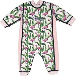 Aquajoy Warmsy - Premium Wende-Schwimmanzug | Warmer Neoprenanzug für Babys & Kleinkinder | Warme Ganzkörper-Badebekleidung für Jungen & Mädchen | 2 in 1-Design (Rosa Flamingo) Gr. 12-24 Monate