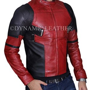 Herren Fashion Deadpool Wade Wilson Ryan Reynolds Echtes Burgandy gewachstes Leder Jacke - Rot - Medium