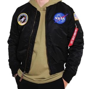 Alpha Industries Herren MA-1 VF NASA LP Bomberjacke, Black, XXL