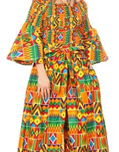 Sakkas 2264 - Tesa Damen Off-The-Shoulder-Hosen Set mit afrikanischem Ankara-Aufdruck und Taschen - 43-Multi - OS