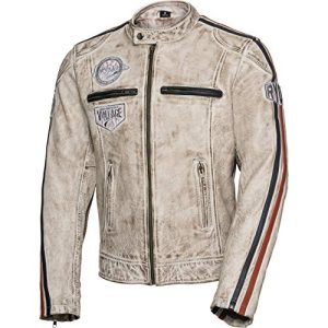 Spirit Motors Motorradjacke mit Protektoren Motorrad Jacke Retro-Style Lederjacke 3.0, Weiß, Herren, Chopper/Cruiser, Used Look, Ganzjährig, Herbie Design