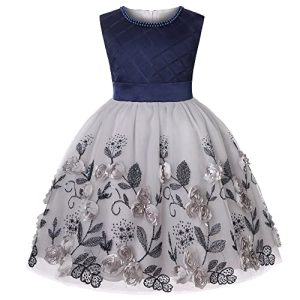 BUNNY LULU Mädchen Kleid mit schräger Schulter, Brautjungfer, Hochzeit, Prinzessin, Kinder, Schleife, Geburtstagsball, Party, Show, Abend, Lavendel.