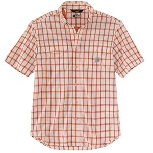 Carhartt Herren Force Leichte, Kurze Ärmel, kariert, lockere Passform, Gebrannte Siena, XL