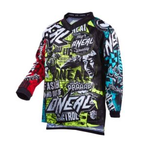 O'NEAL | Motocross-Shirt langarm | Kinder | MX MTB Mountainbike | Leichtes Material, ergonomischer Slim Fit Schnitt für perfekte Passform | Element Youth Jersey Wild V.22 | Multi | XL
