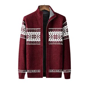 Winter Pullover Herren Dicker Fleece Herren Strickjacke Baumwolle Strick Jacquard Herren Pullover Mantel