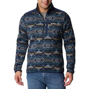 Columbia Herren Sweater Weather II Printed Half Zip, Collegiate Navy Karierter Spitzen-Aufdruck, Small