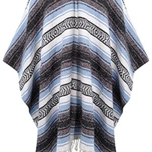 Purity Style Mexikanische Decke Poncho für Erwachsene, Festival Poncho, mexikanisches Kostüm, blau, One size