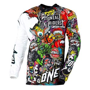 O'NEAL | Motocross Langarm-Shirt | MX Enduro Motorrad | Schnell trocknendes und leichtes Performance-Material, kragenloses Design | Mayhem Jersey Crank | Erwachsene | Schwarz Multi | Größe XL